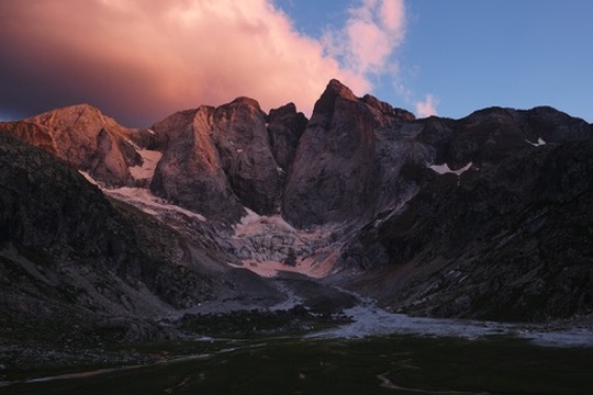 alpine glow below the col du mulet, night one